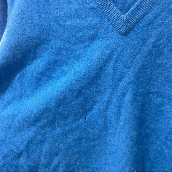 DUKE OF SCOTLAND Men’s Vibrant Blue V-Neck Cashmere Sweater Size XXL shrunk to L - Picture 4 of 12